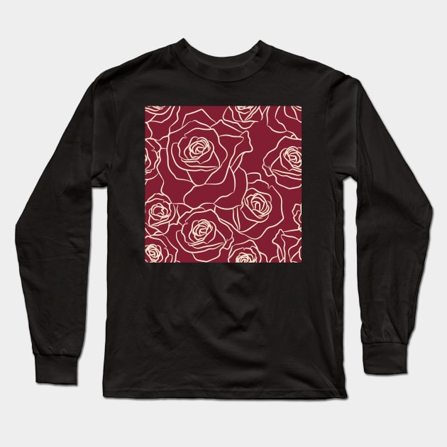 rose flower pattern Long Sleeve T-Shirt by devaleta